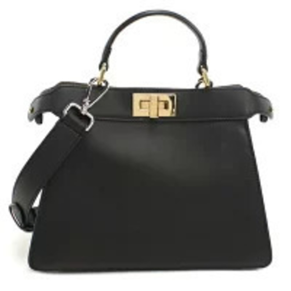 Fendi Peekaboo ISeeU black calf leather signature turnlock clasp
